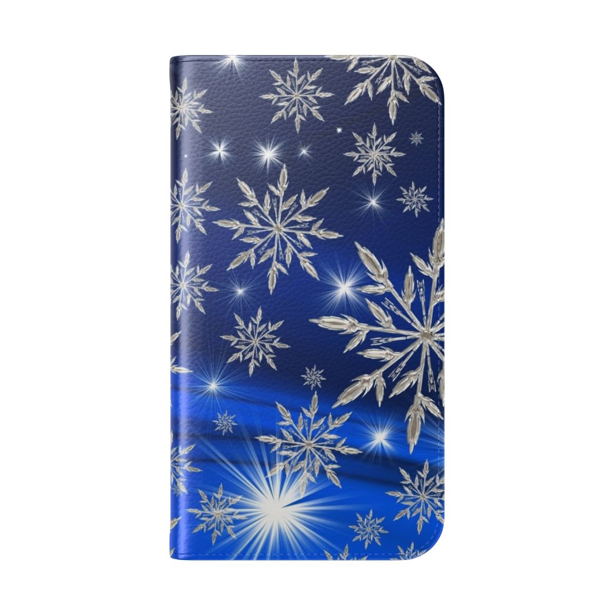 Snowflake pattern phone case cover in winter and holiday design - Folded Back