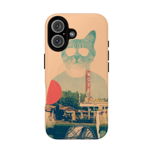 Image of a stylish cat-themed magnetic tough phone case