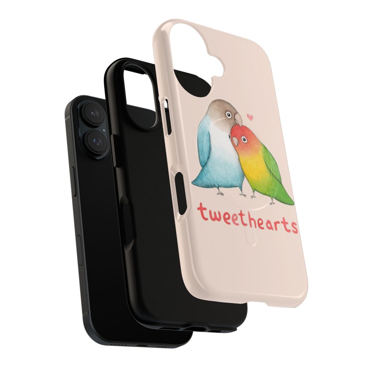 Tweethearts bird-themed magnetic phone case with hearts and love design - Layers