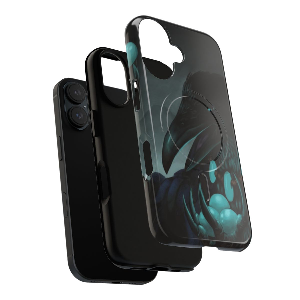 Intriguing fantasy art phone case featuring a dark, storm-inspired bird - Layers