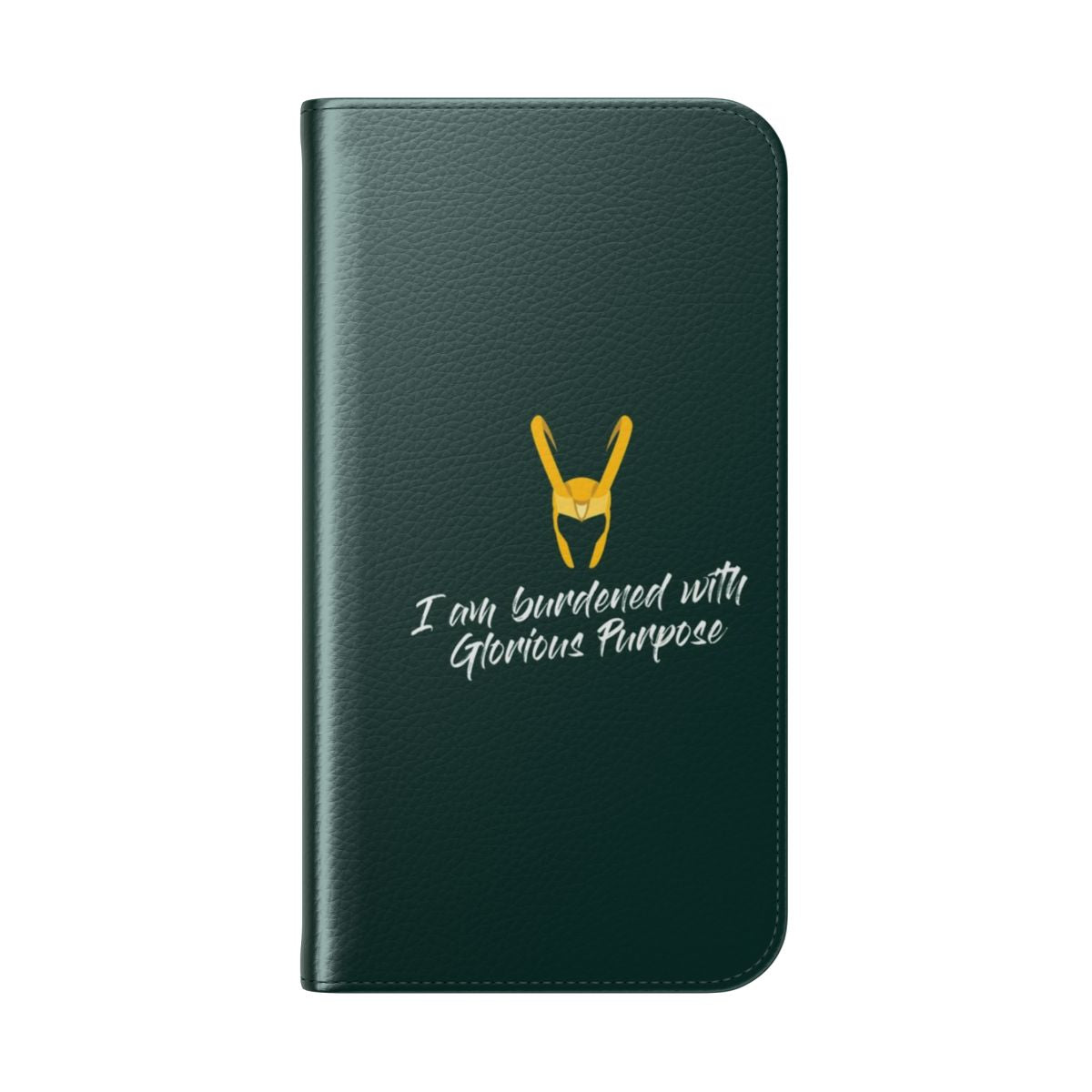 Flip cover phone case featuring a design inspired by Marvel's Loki, Avengers, and other popular characters - Folded Back