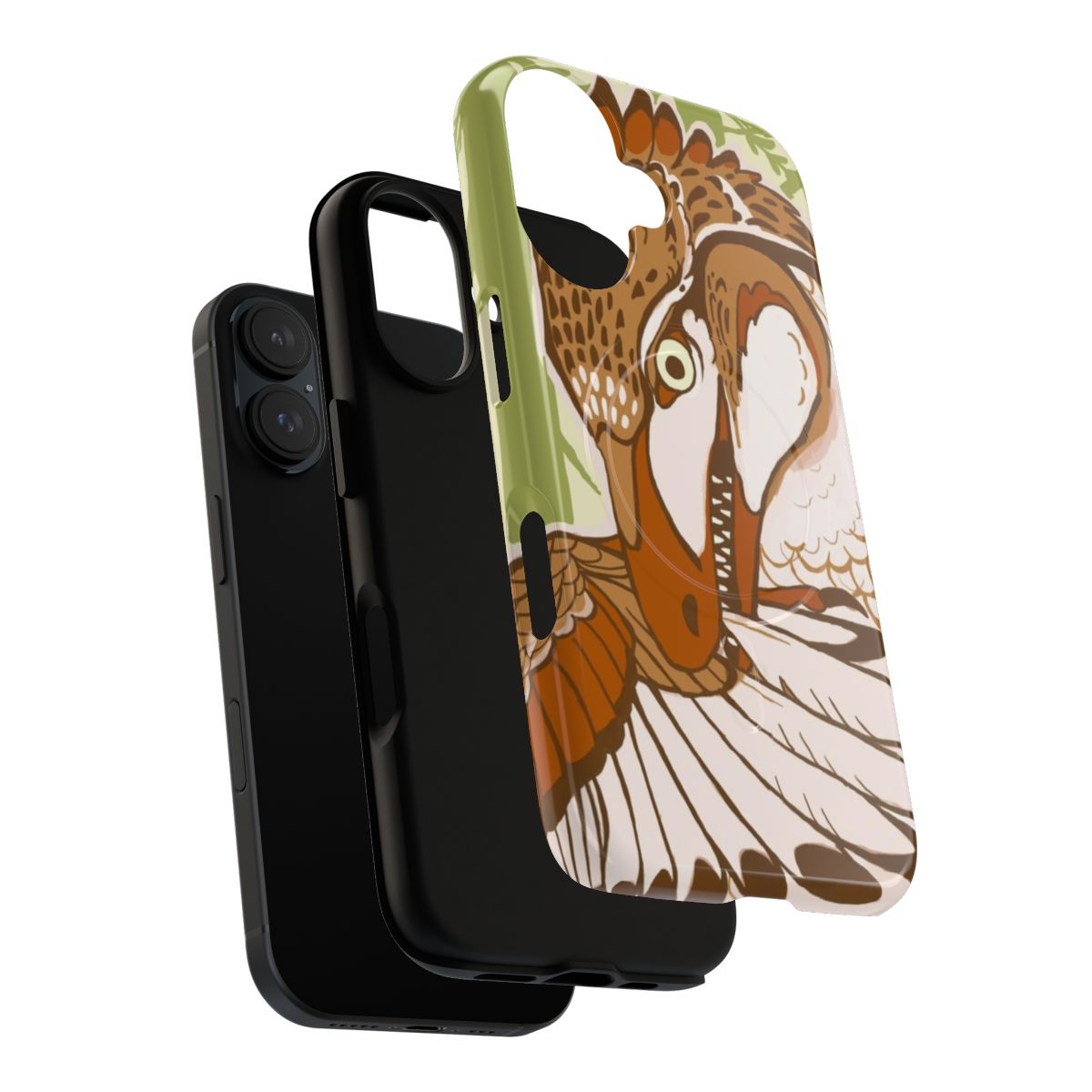 Durable phone case with a dromaeosaur design - Layers