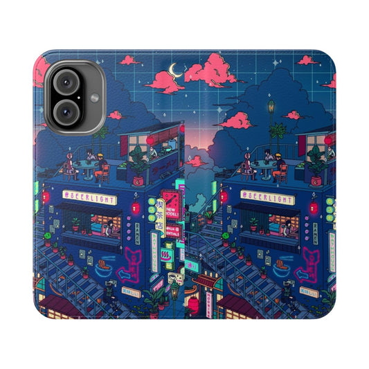 Neon Village Phone Case with Surreal Aesthetic Design