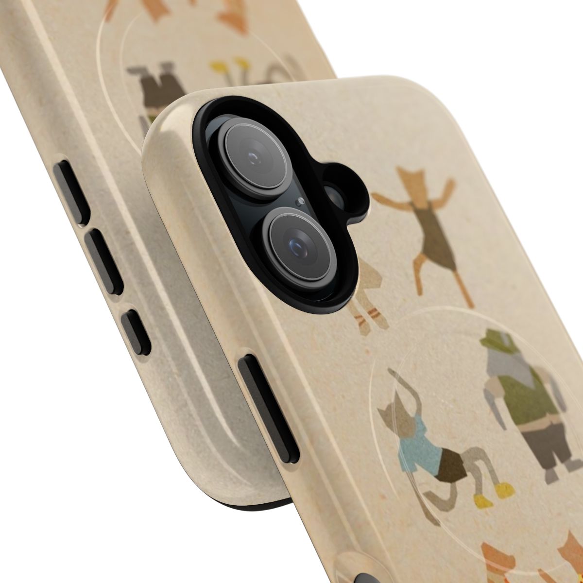 Wes Anderson-inspired magnetic tough phone case with "Let Her Dance" design - Detail