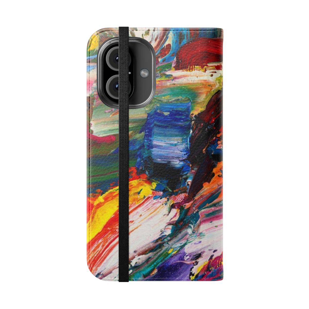 Colorful abstract art phone case with oil paint-style brush strokes - Folded Front