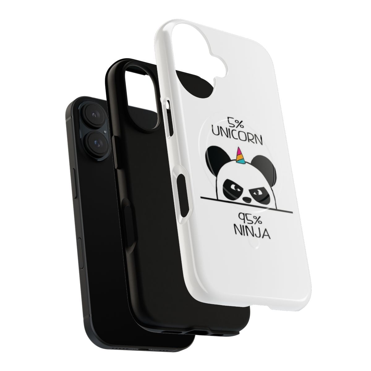 Colorful unicorn, ninja, and panda design on a durable magnetic phone case - Layers