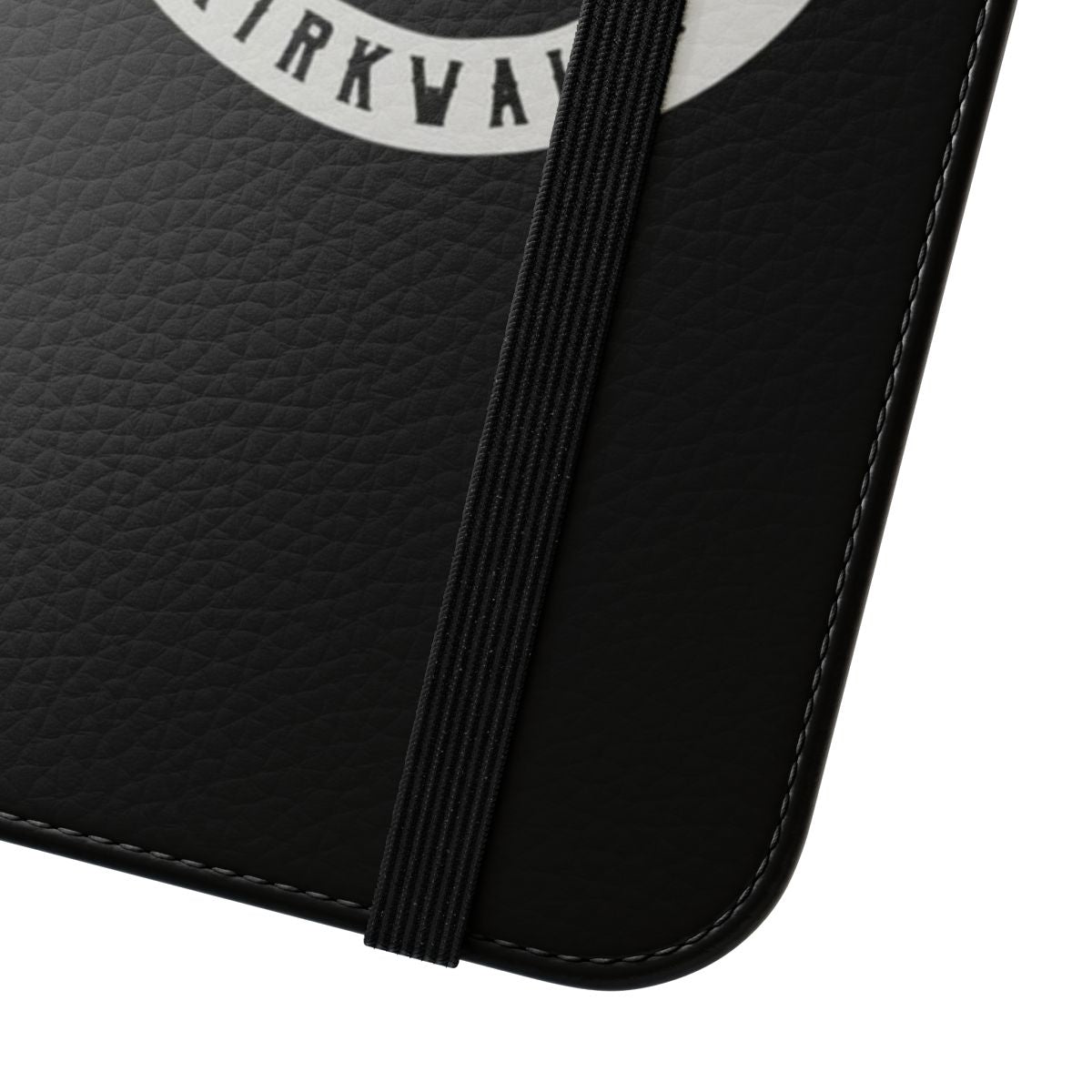 A white flip cover phone case featuring the Hanged Man pub logo from the video game Dragon Age 2. - Close Up