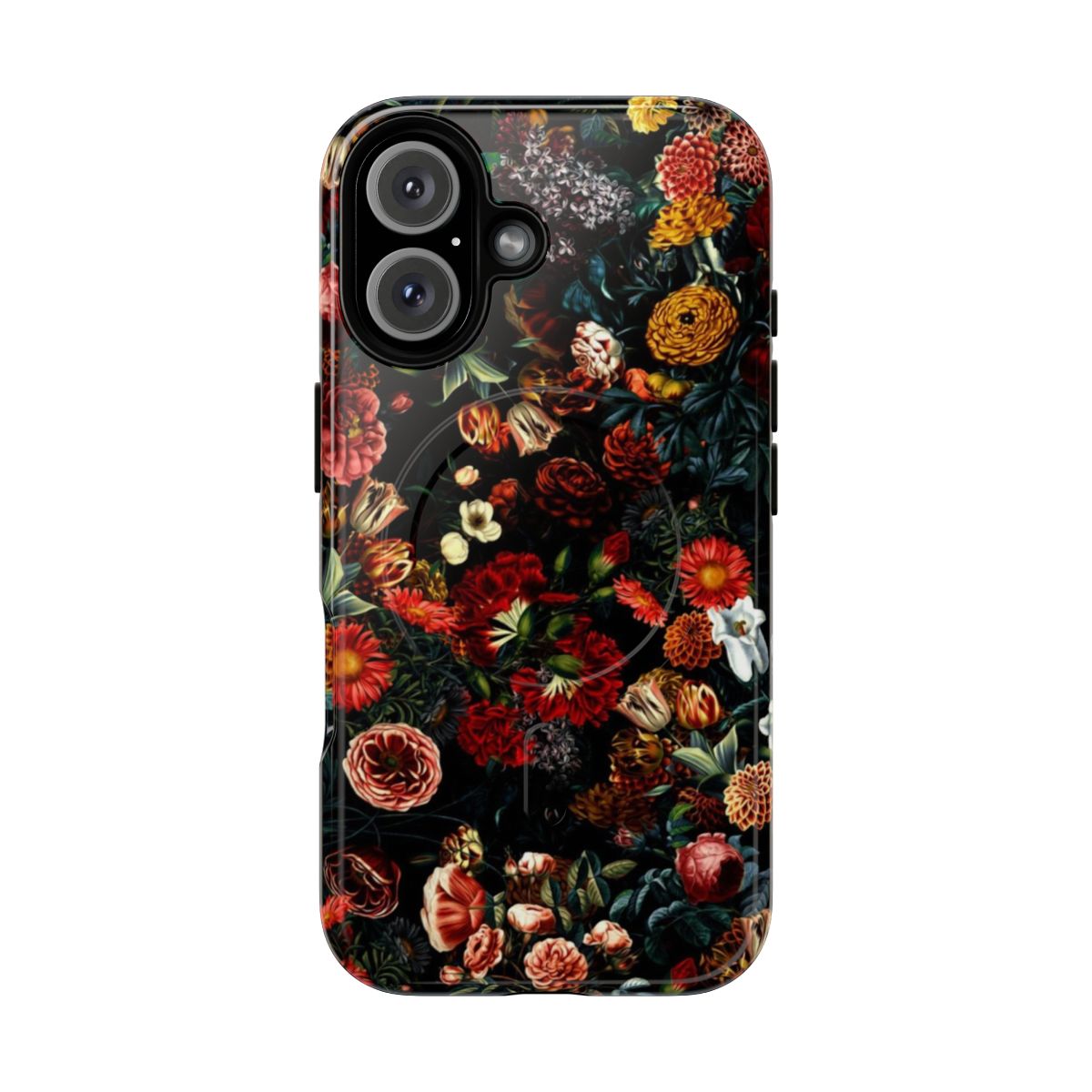 Midnight Garden Magnetic Tough Phone Case featuring a vintage floral and botanical garden design