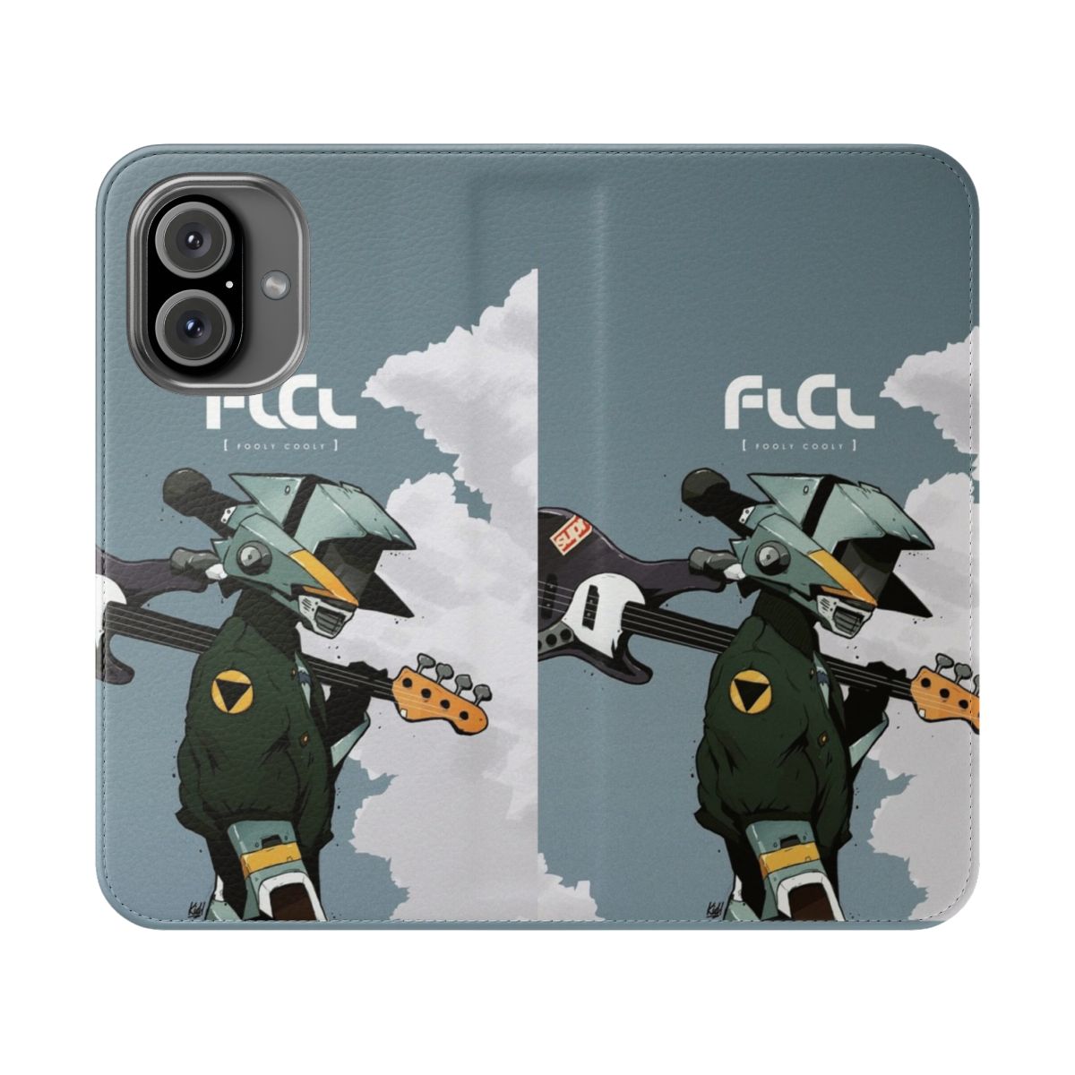 Anime-inspired flip phone case featuring Canti from the FLCL series