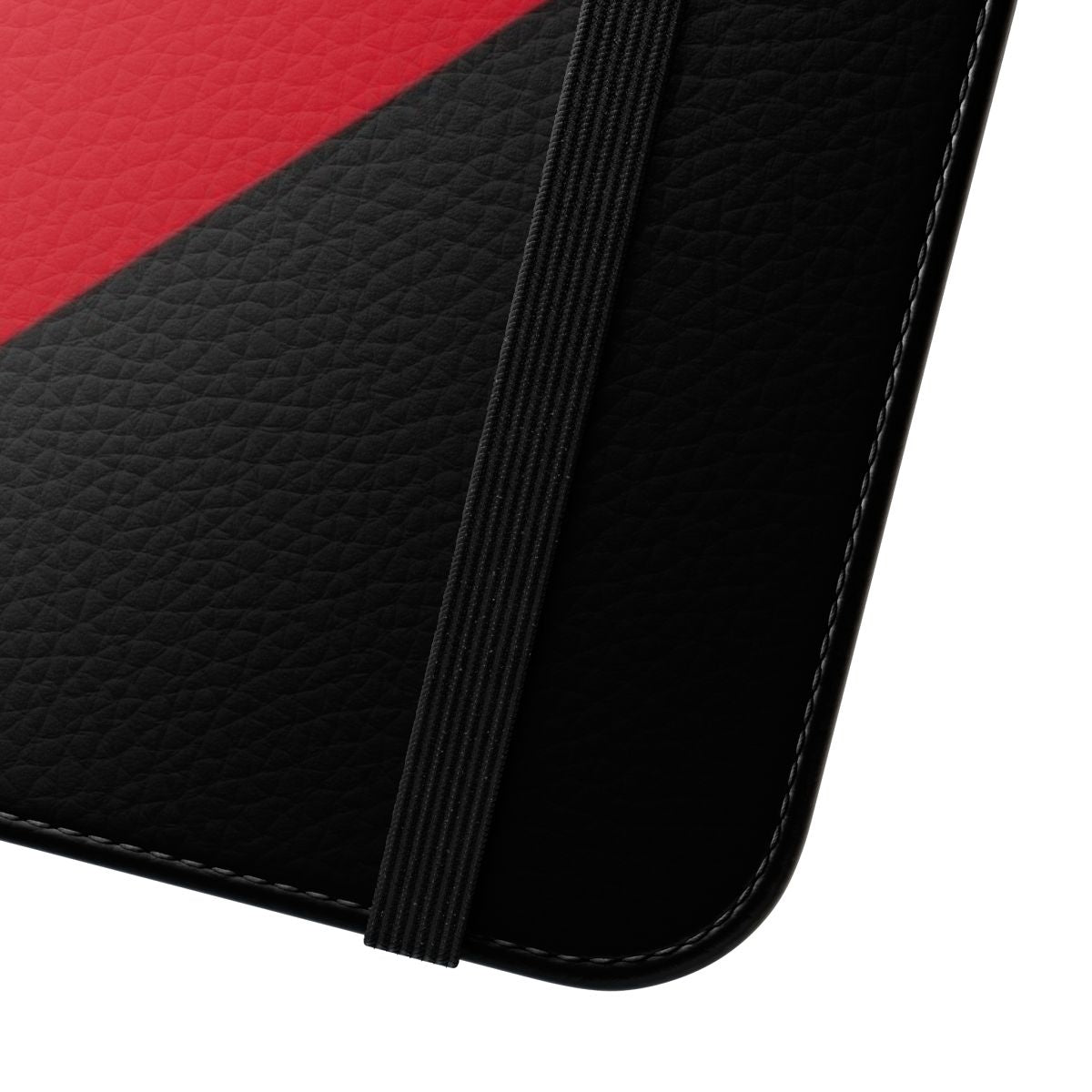 Red and black phone case with Essendon Bombers branding - Close Up