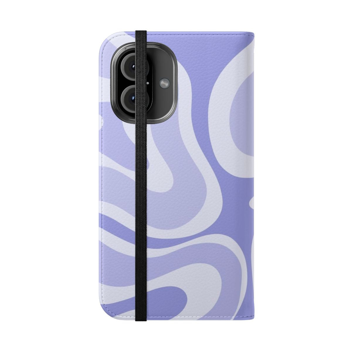 Colorful abstract fluid swirl pattern phone case with light lavender and purple tones - Folded Front