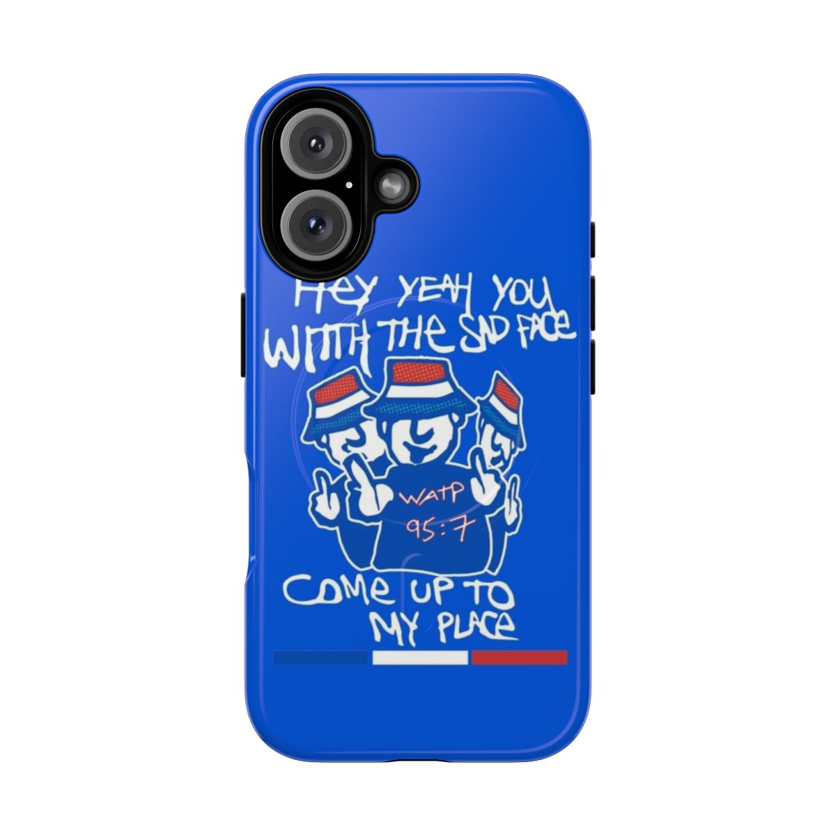 Customized Glasgow Rangers-inspired graffiti phone case with vibrant colors and retro design.