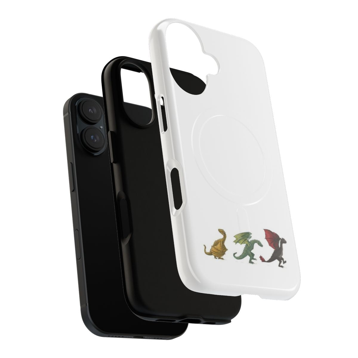 Magnetic phone case with illustrated dragons Drogon, Viserion, and Rhaegal from Game of Thrones - Layers