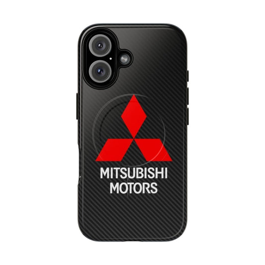 Mitsubishi-inspired carbon fiber-style magnetic phone case