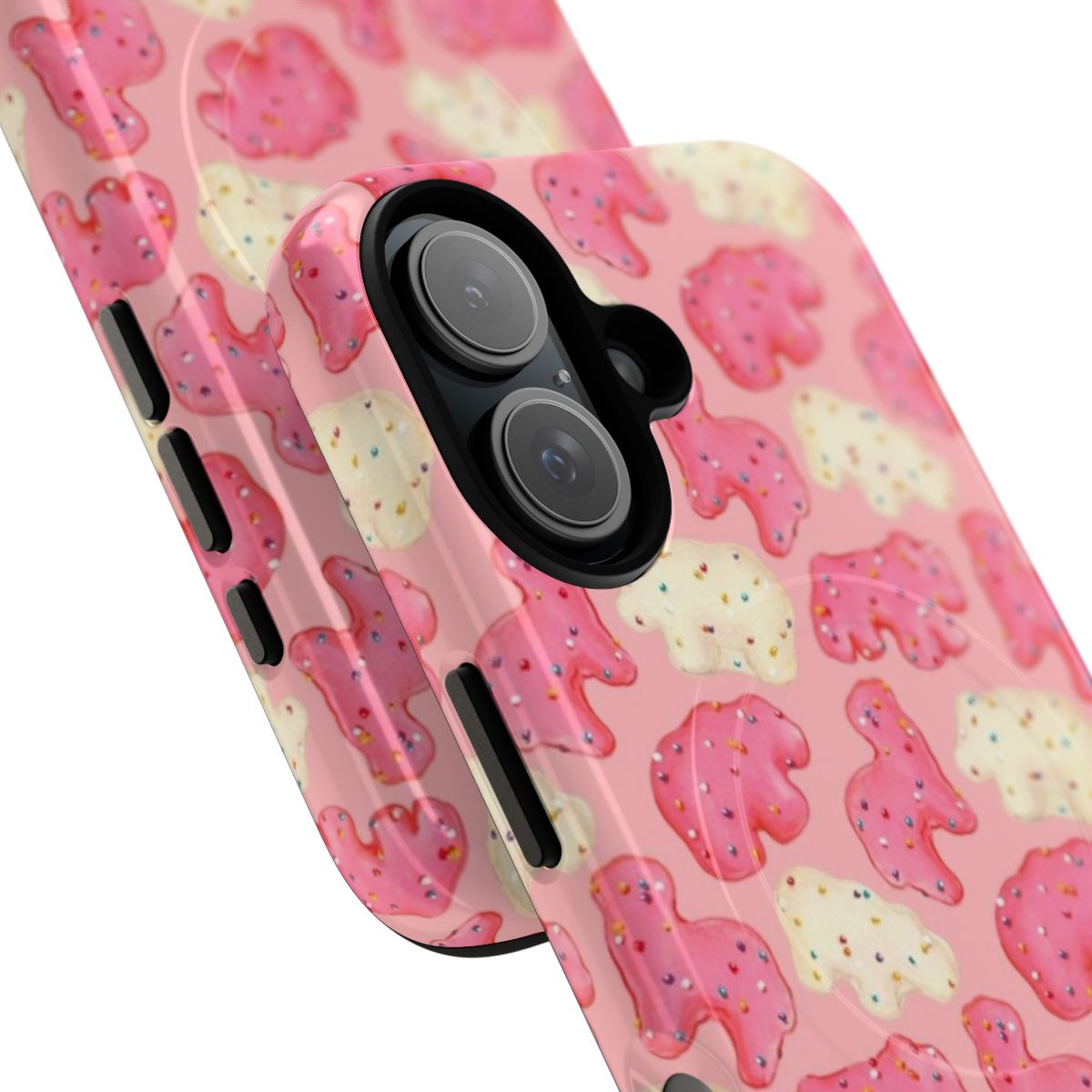 Retro pink frosted animal cookies pattern phone case - Detail