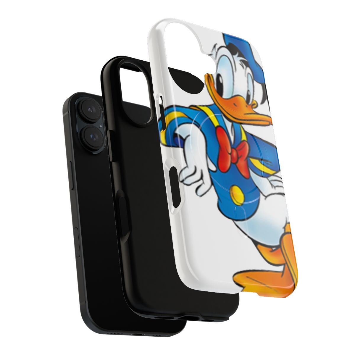 A protective phone case featuring a cartoon illustration of the Disney character Donald Duck. - Layers