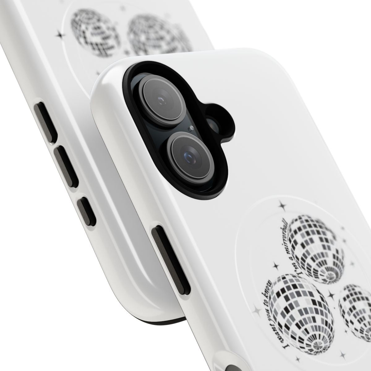 Mirrorball-inspired magnetic tough phone case featuring a disco ball design - Detail