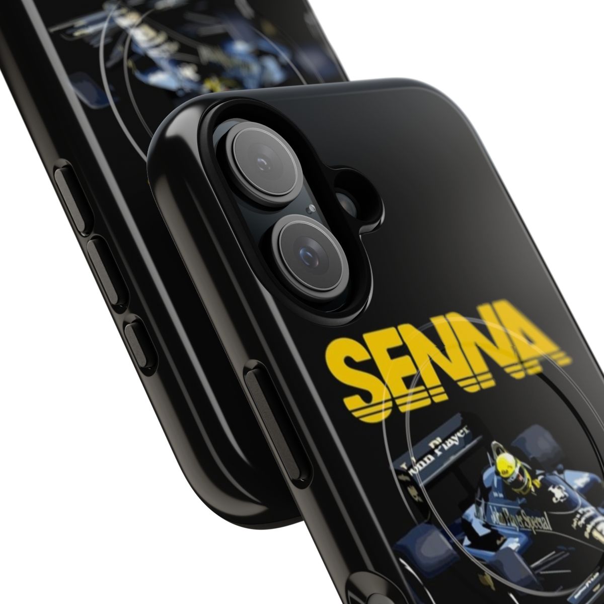 Ayrton Senna inspired magnetic tough phone case with F1 and racing design - Detail