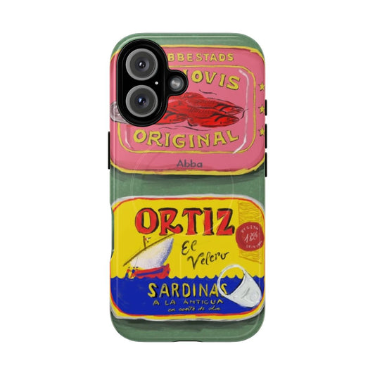 Seafood tin painting on a durable, magnetic phone case