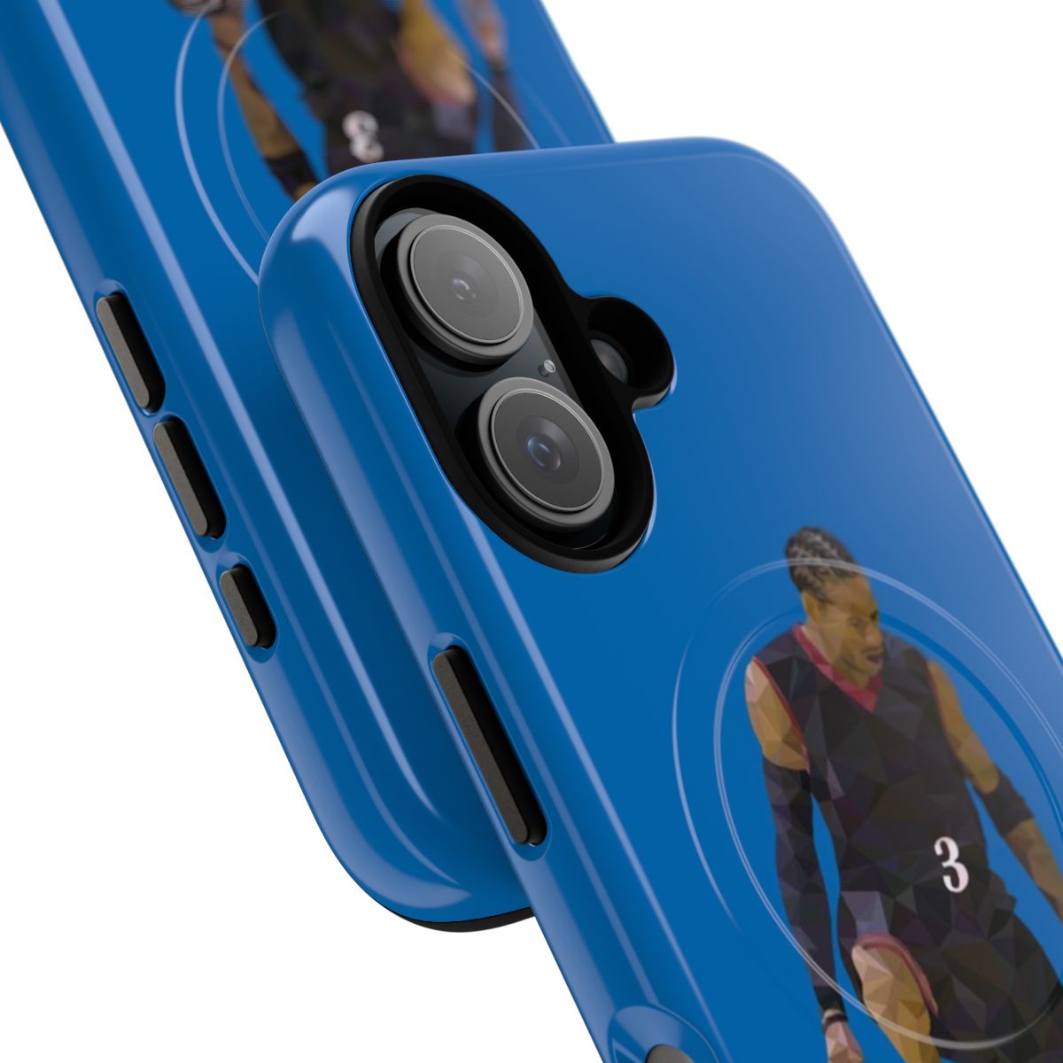 Low polygon illustration of Allen Iverson stepping over Tyronn Lue on a magnetic, tough phone case - Detail