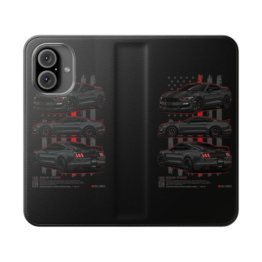 Stylish flip cover phone case featuring the iconic Shelby GT350R design