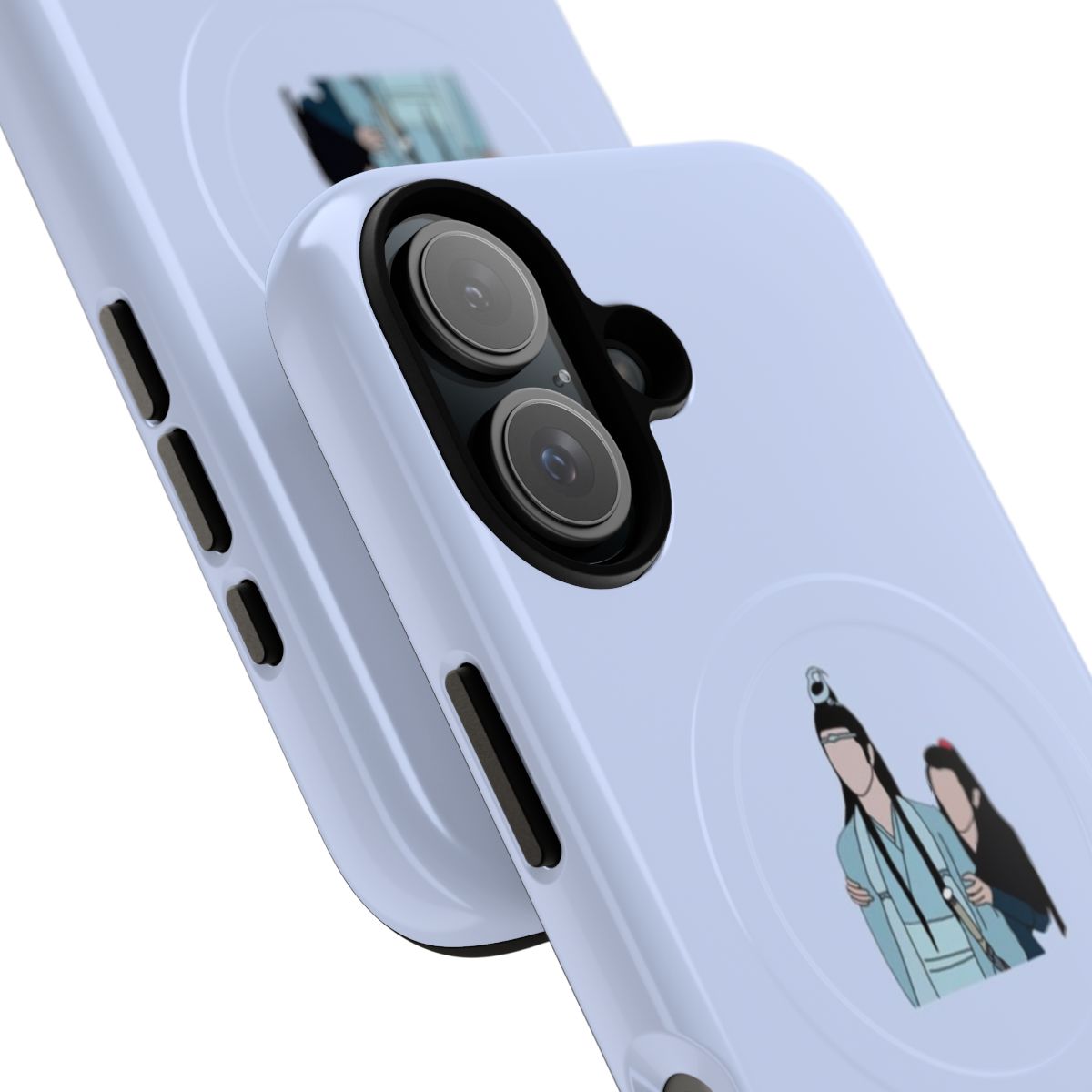 Magnetic phone case inspired by the popular C-drama The Untamed, featuring characters Lan Wangji and Wei Wuxian. - Detail