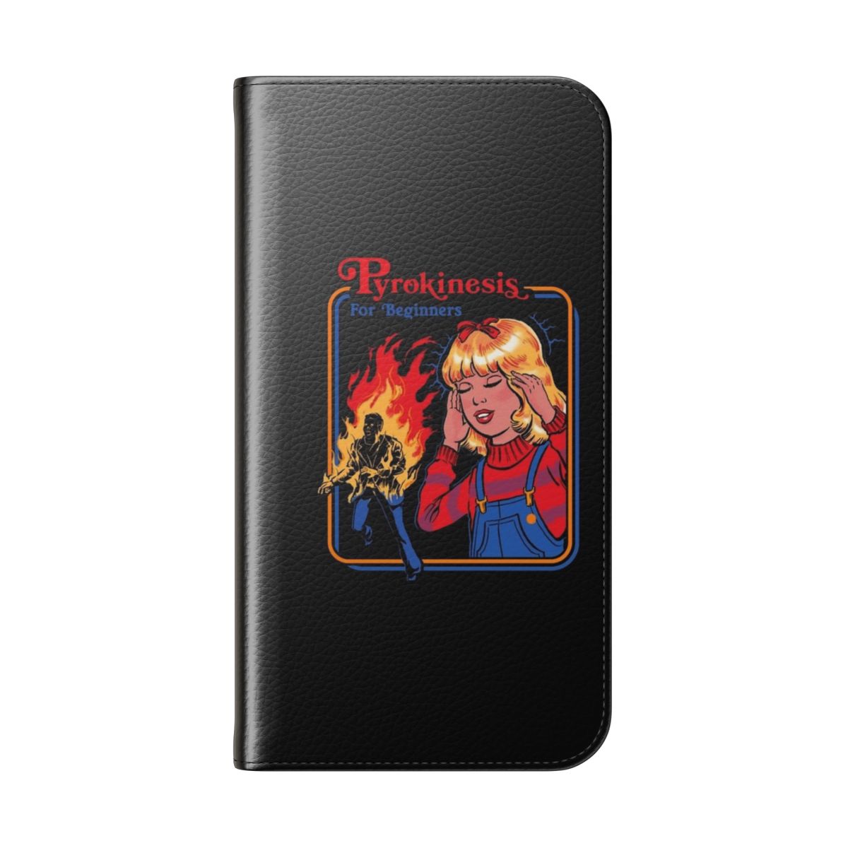 Pyrokinesis-themed flip phone case with a vintage, retro design - Folded Back