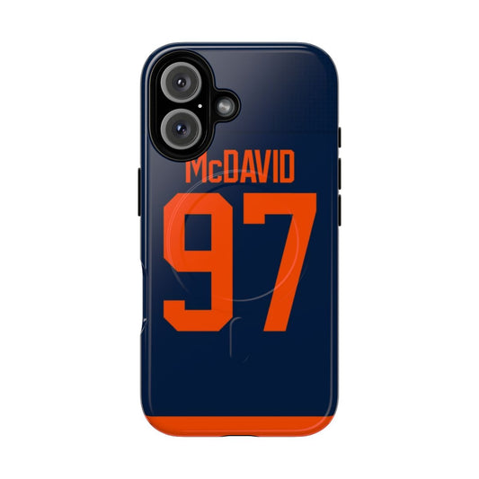 Edmonton Oilers inspired phone case featuring a magnetic tough design