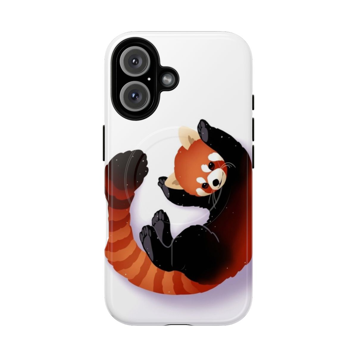 A graphic red panda phone case with a durable magnetic design.