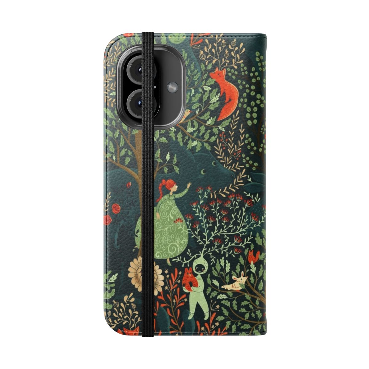 Whimsical and magical phone case with a forest and fantasy design - Folded Front