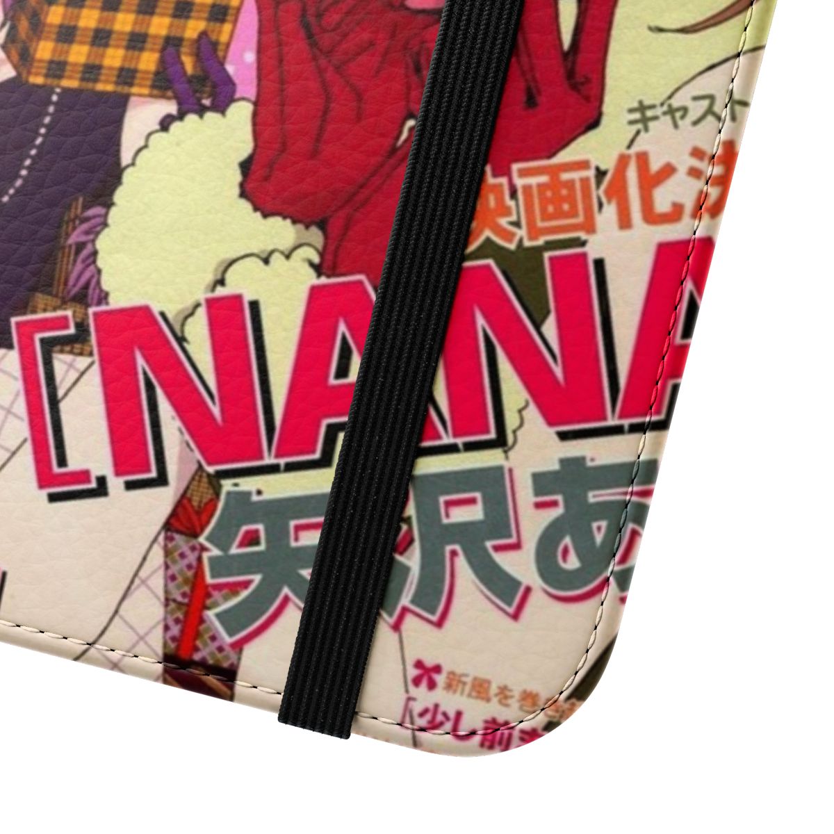 Flip phone case inspired by the popular anime and manga series Nana, featuring the characters Nana Osaki and the band Black Stones. - Close Up