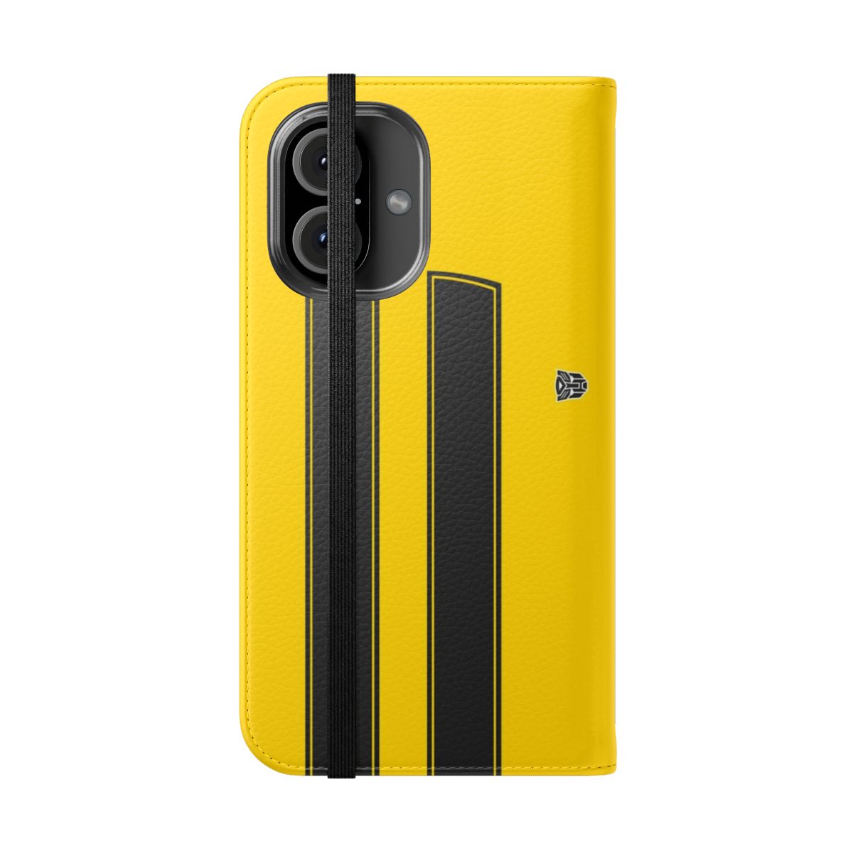 Flip cover phone case with bumblebee-inspired design - Folded Front