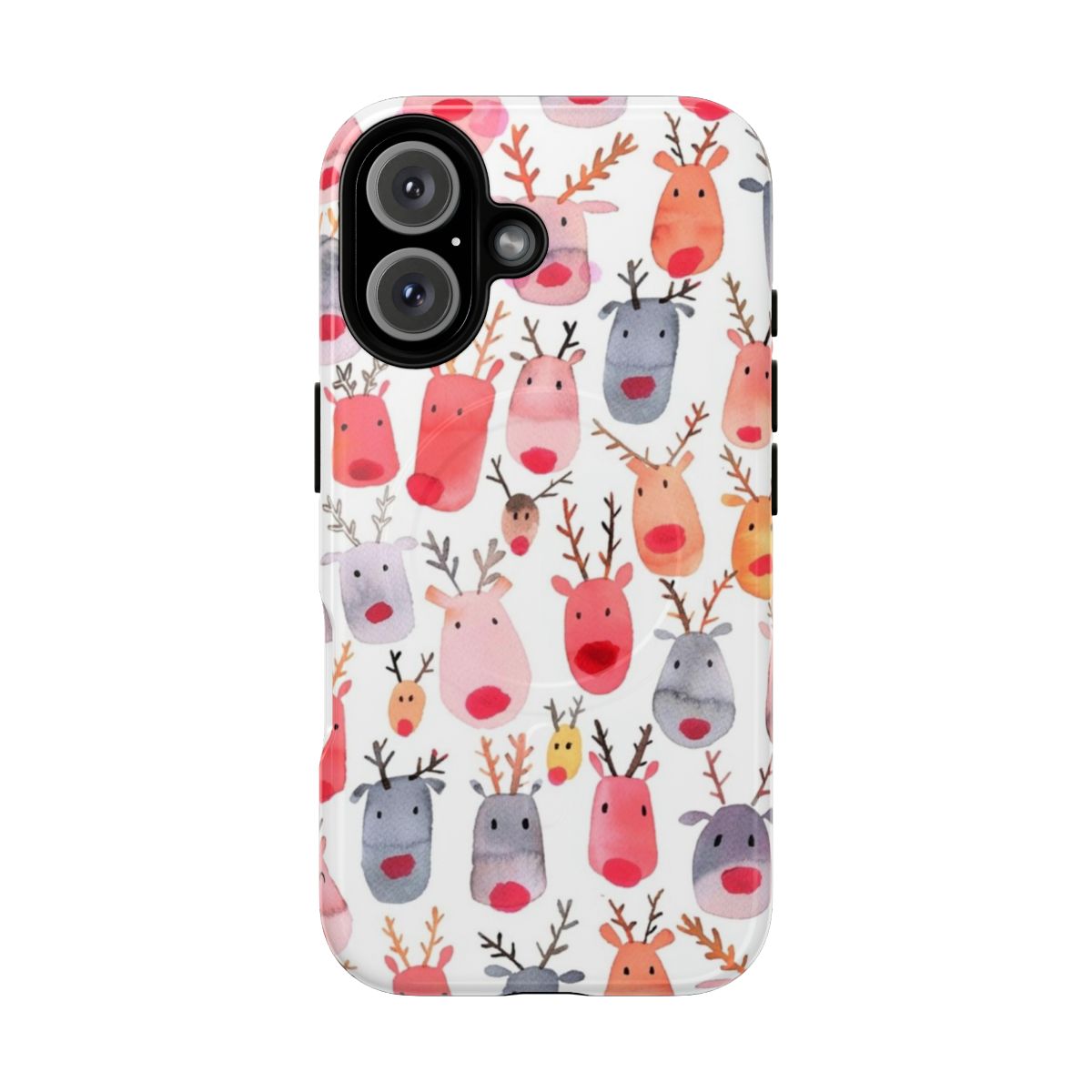 A vibrant watercolor illustration of a reindeer on a phone case.