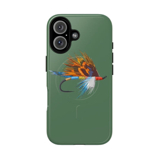 Fly fishing art phone case featuring a fisherman and trout