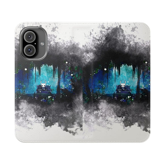 Watercolor knight illustration on a flip cover phone case