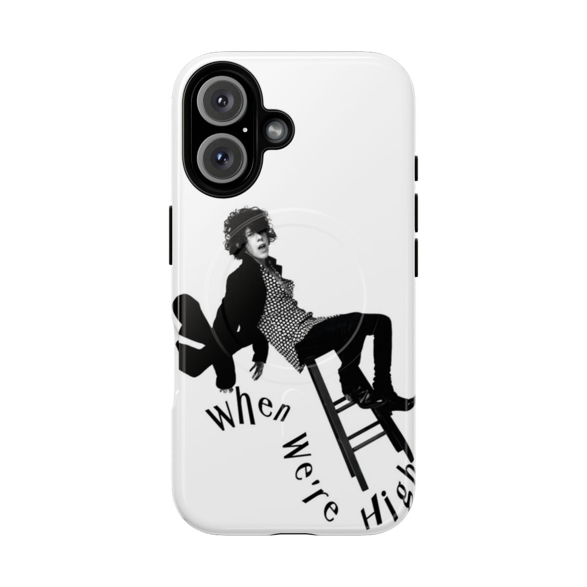 Black and white artistic portrait of singer-songwriter Laura Pergolizzi on a phone case