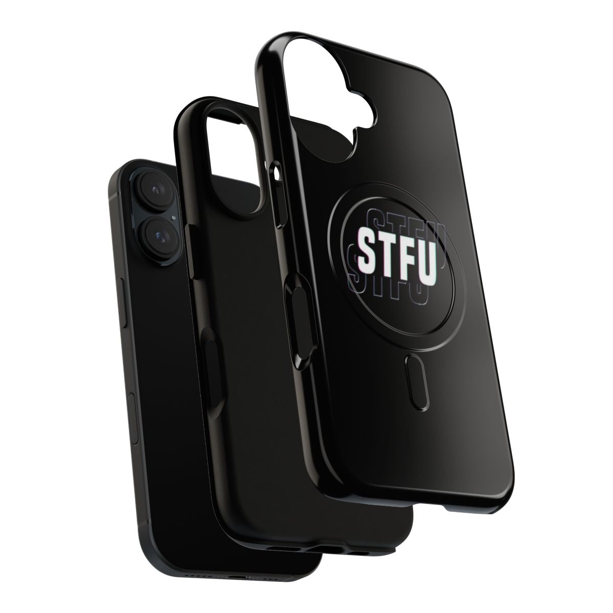 Sarcastic phone case with "STFU :)" design and magnetic, tough protection - Layers