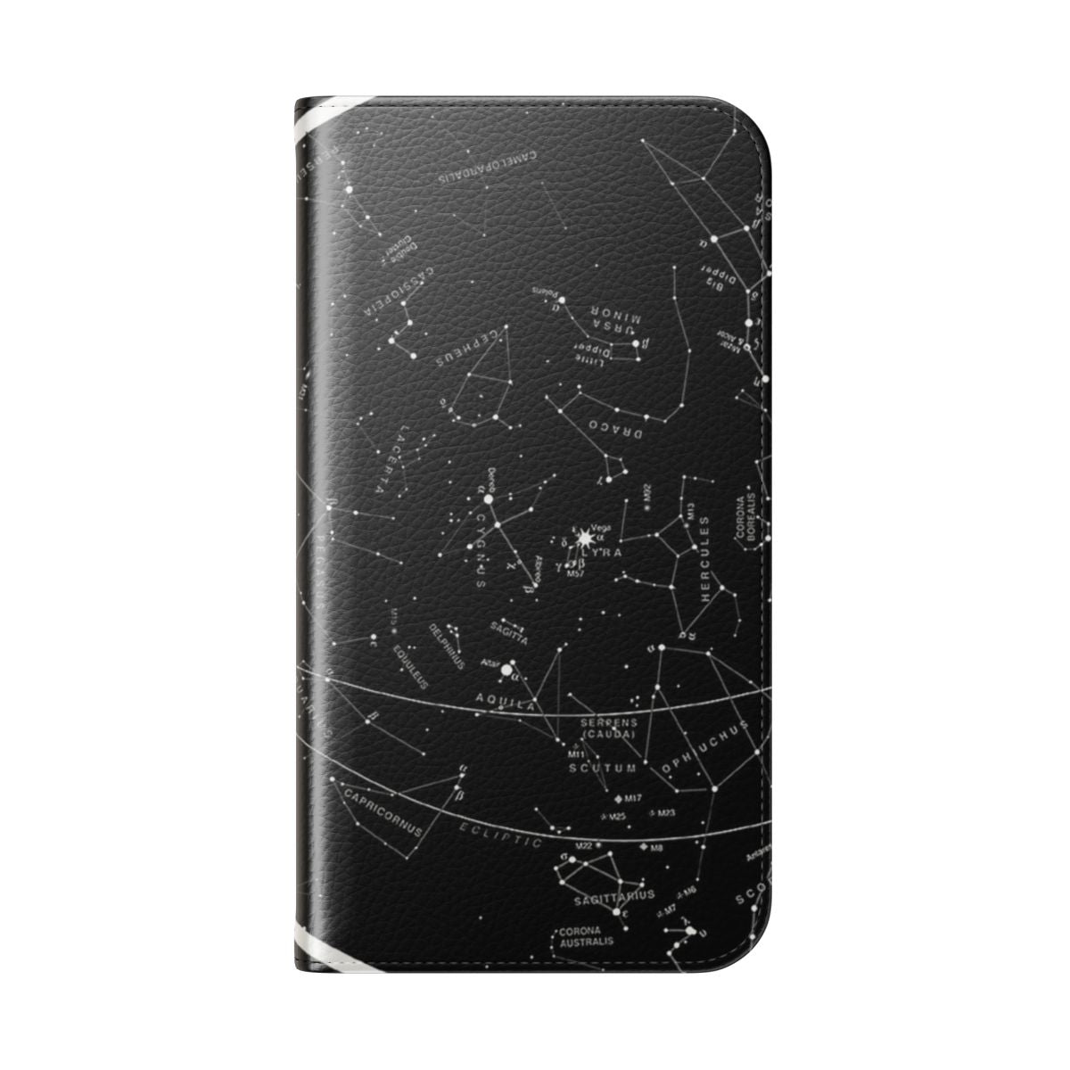 Cosmic constellation design phone case featuring a night sky with stars and planets - Folded Back