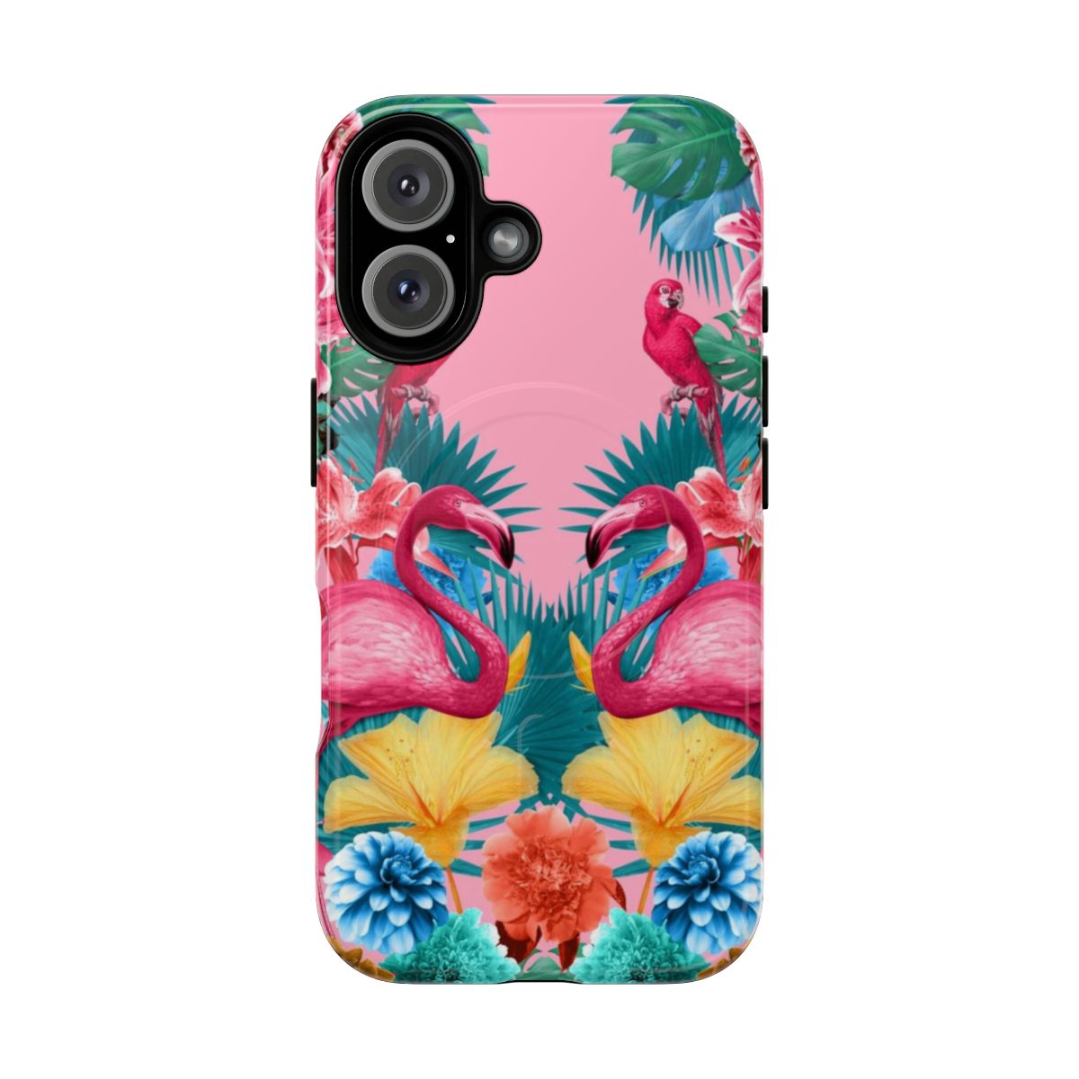 Flamingo and tropical garden-themed magnetic protective phone case