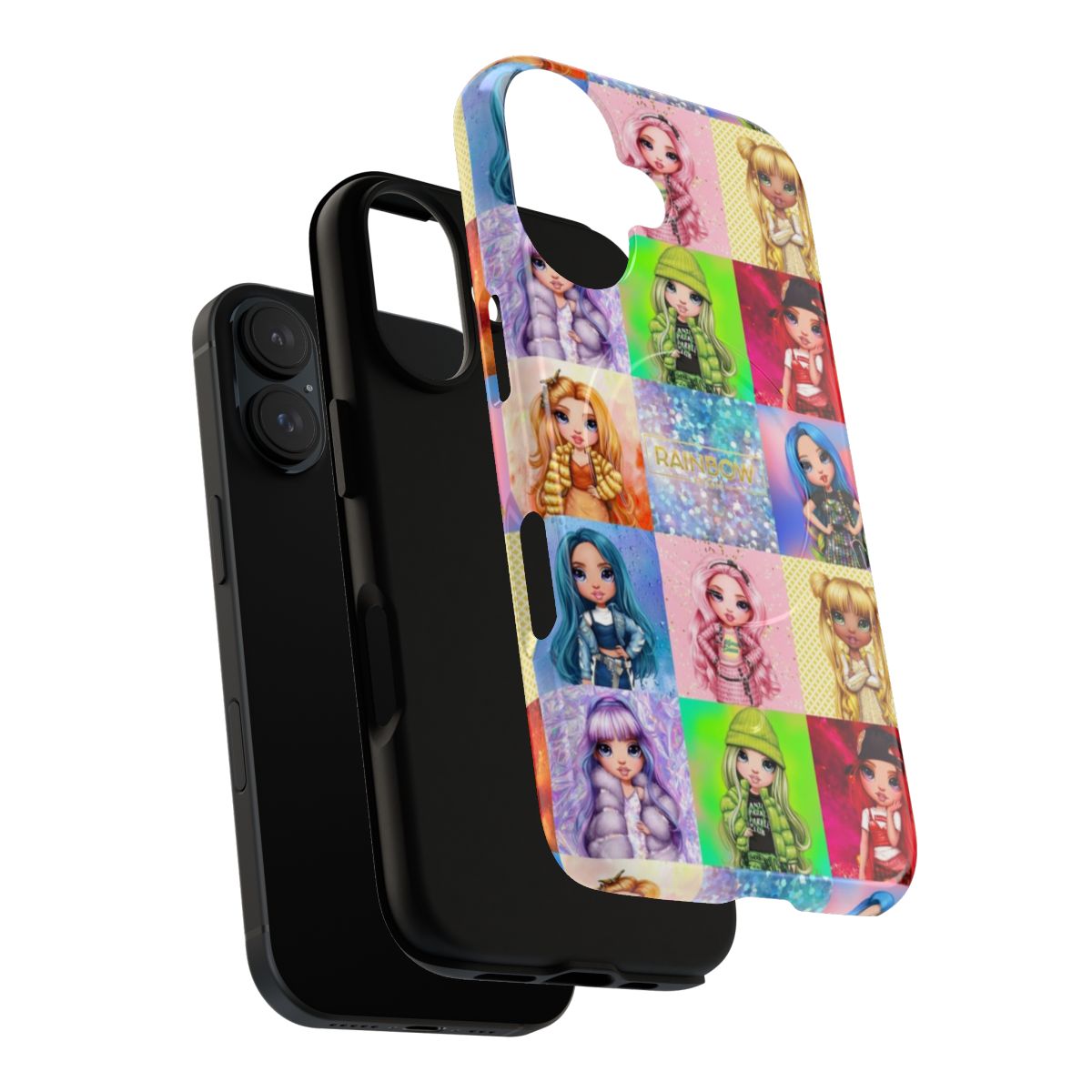 Colorful phone case with rainbow high characters - Layers