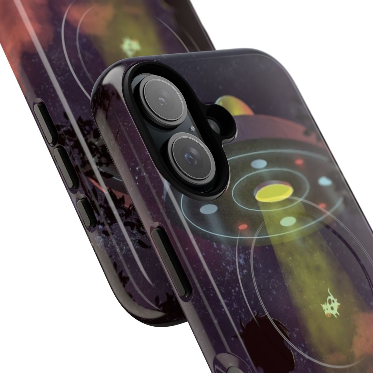 Magnetic tough phone case featuring a UFO sighting in a starry night sky. - Detail