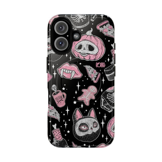 Magnetic tough phone case with spooky and creepy design