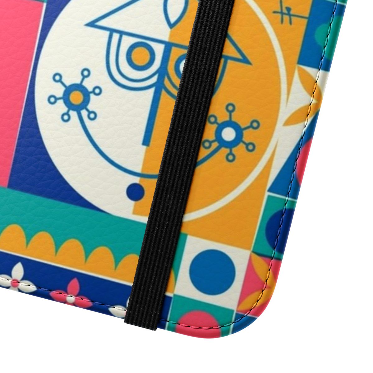 Flip cover phone case with a design inspired by the classic Small World attraction at Disney World - Close Up