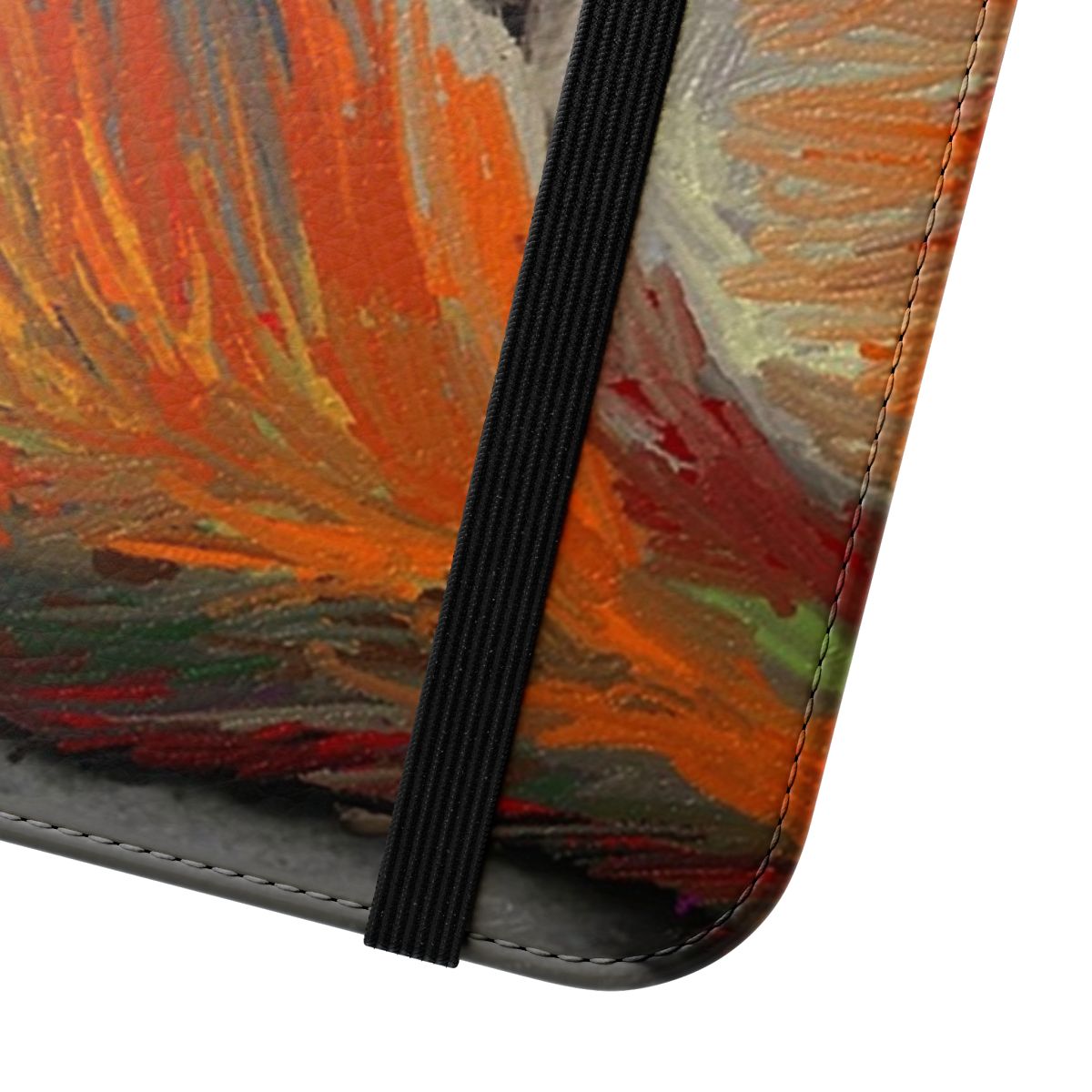 Artistic phone case featuring a painting of a sleeping fox in an orange and brown color palette. - Close Up