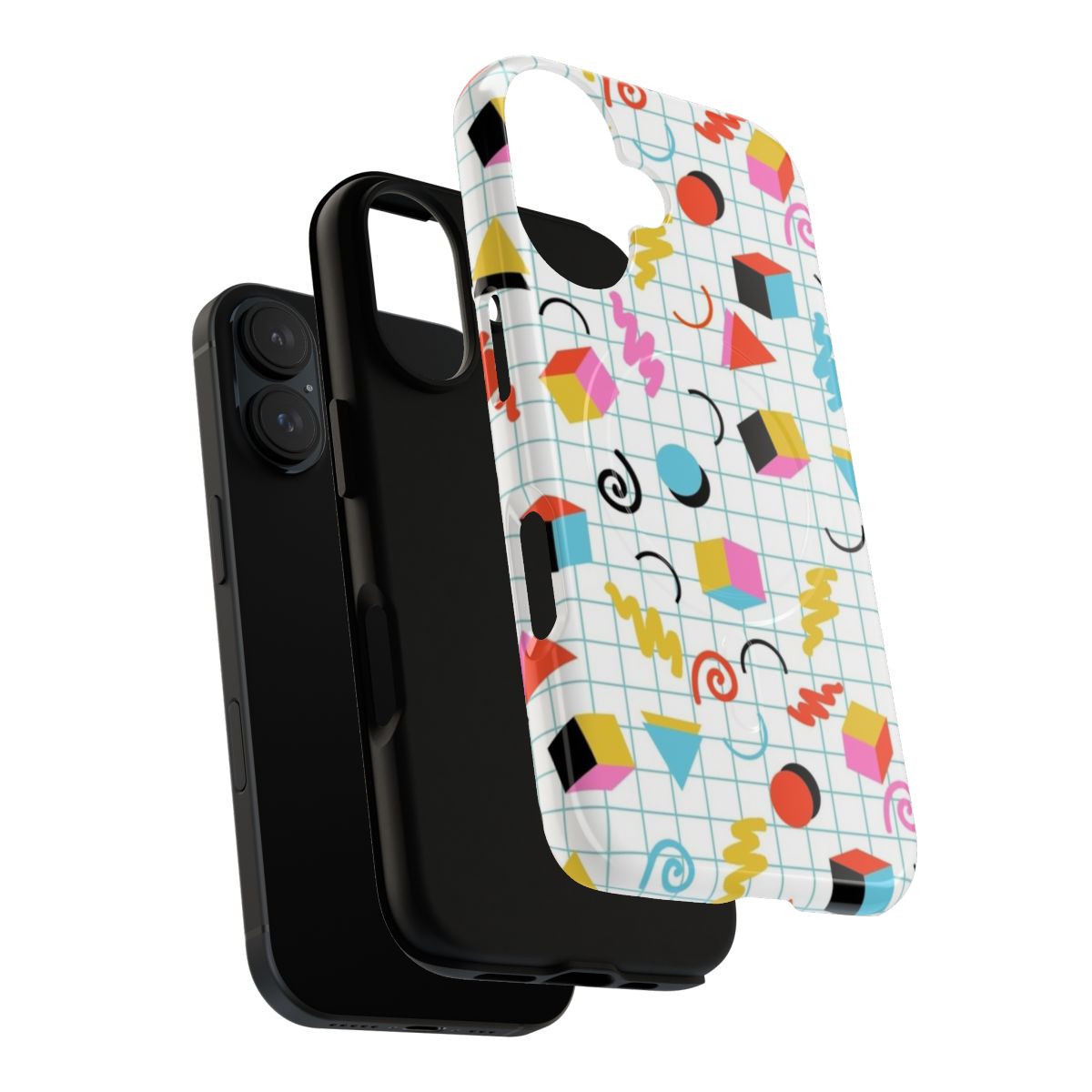 Retro geometric phone case with a trendy 80s style pattern - Layers