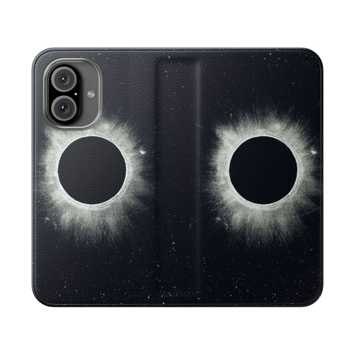 Eclipse phone case with a galaxy, moon and stars design