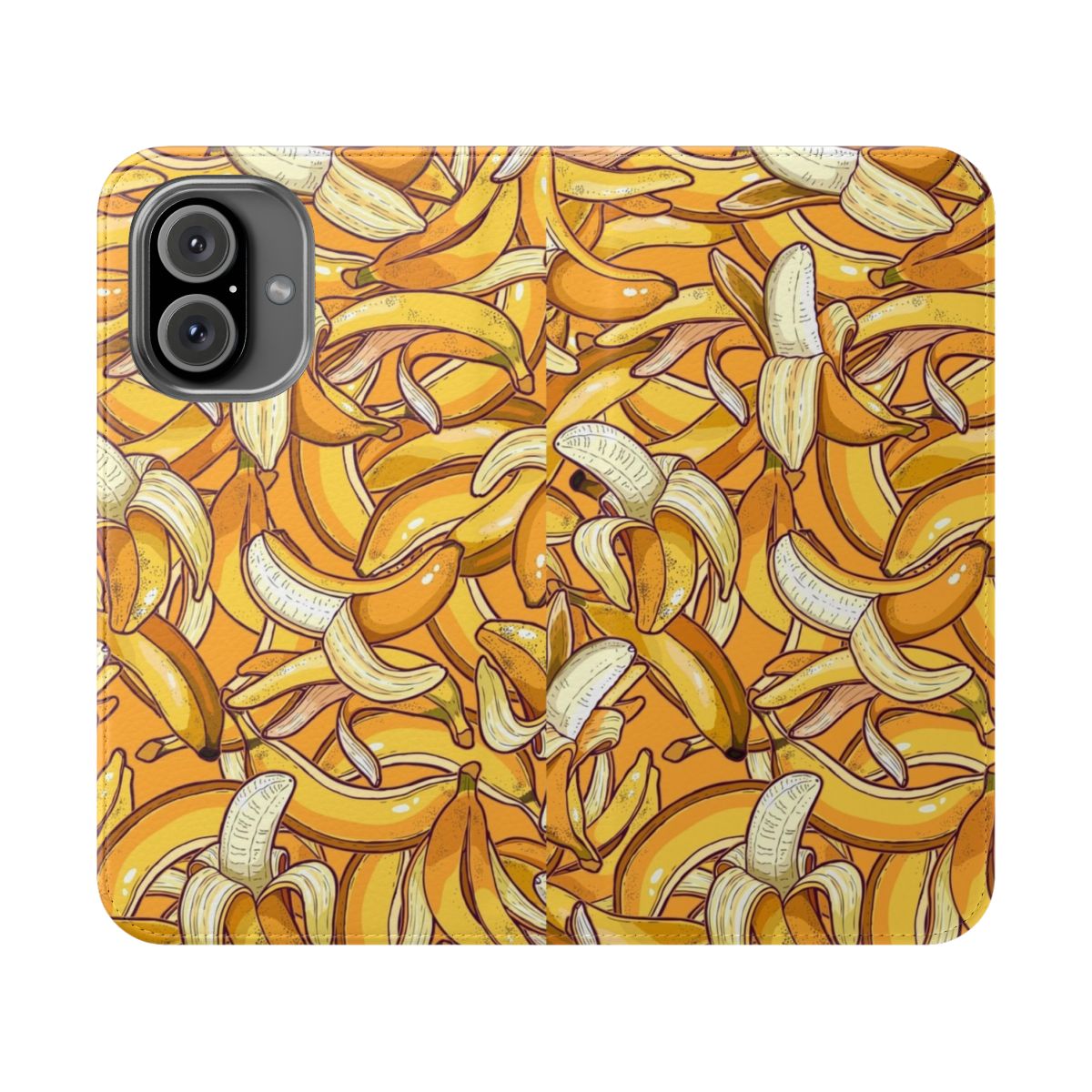 Colorful yellow banana-themed flip cover phone case