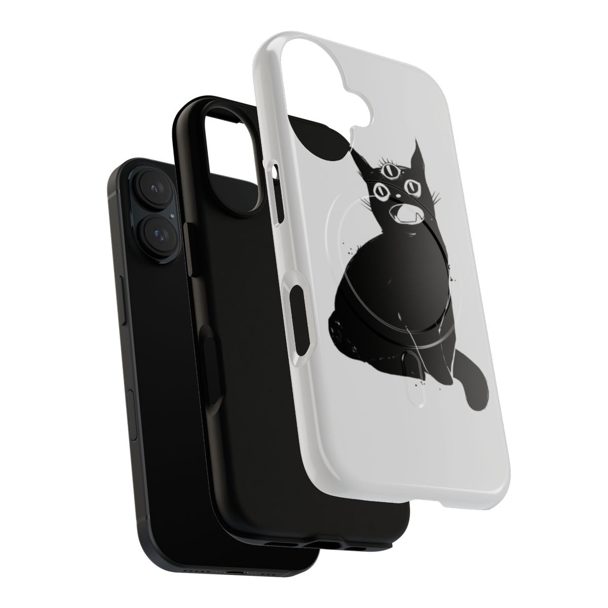 Unique black cat phone case with a third eye design, perfect for goth and anime fans. - Layers