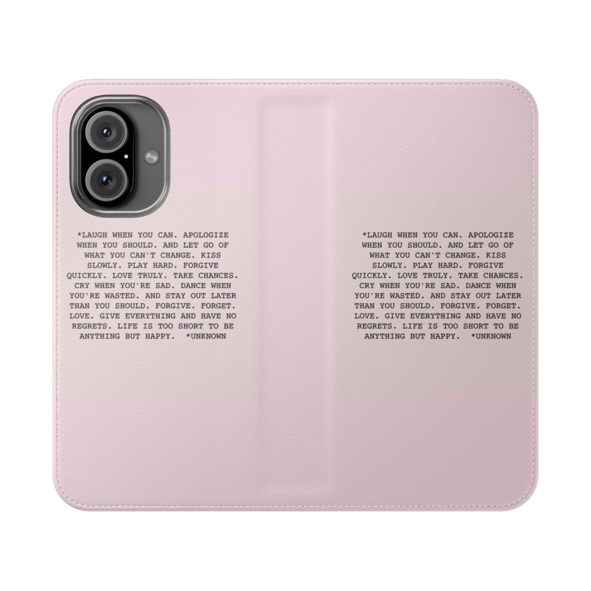 Minimalist phone case with motivational life and love quotes