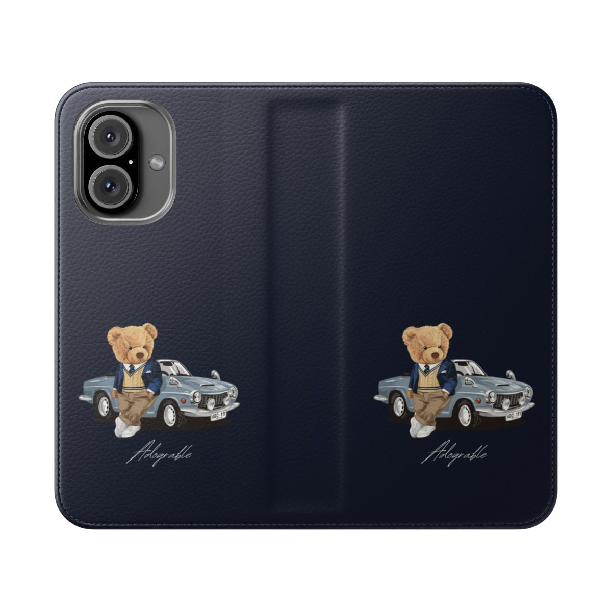 Vintage classic car themed phone case with flip cover design